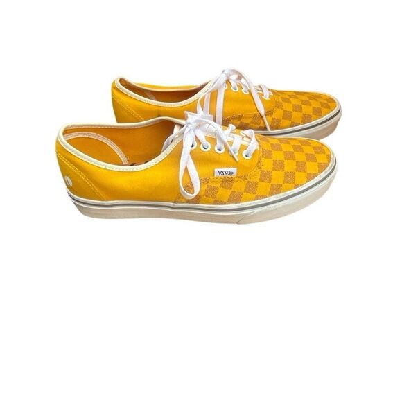 Vans Yellow Mustard Lace Up Checkerboard Skate Shoes Women size 11 - Picture 3 of 8
